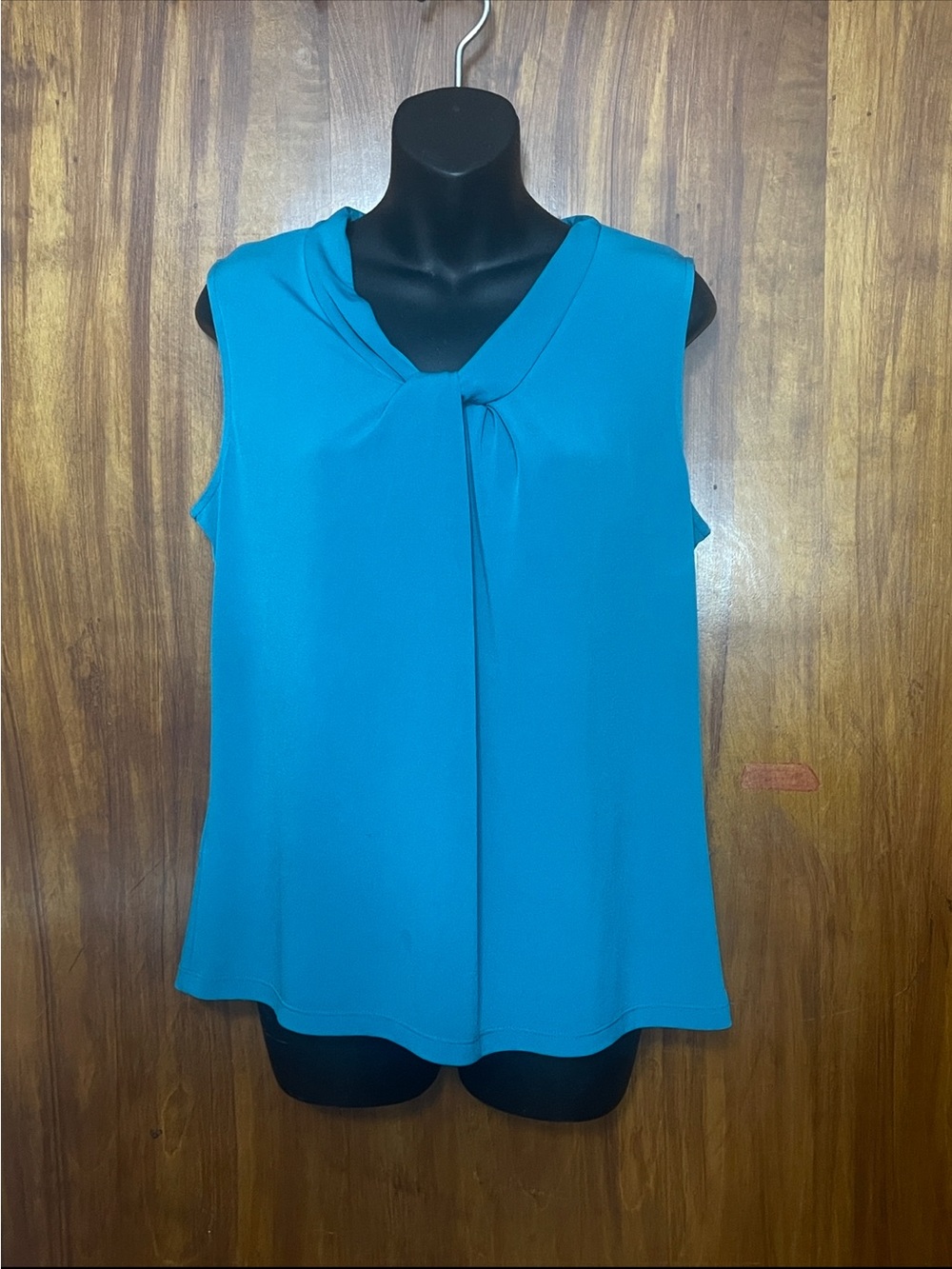 Calvin Klein Women Teal Blue Twist Front Sleeveless Blouse Top Large